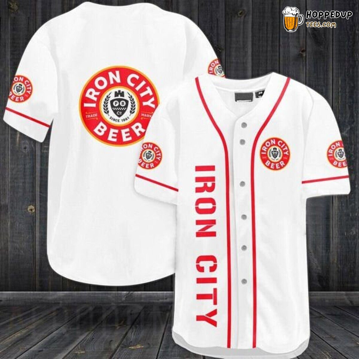 Iron City Beer White Logo Baseball Jersey Brewing Fan Gear