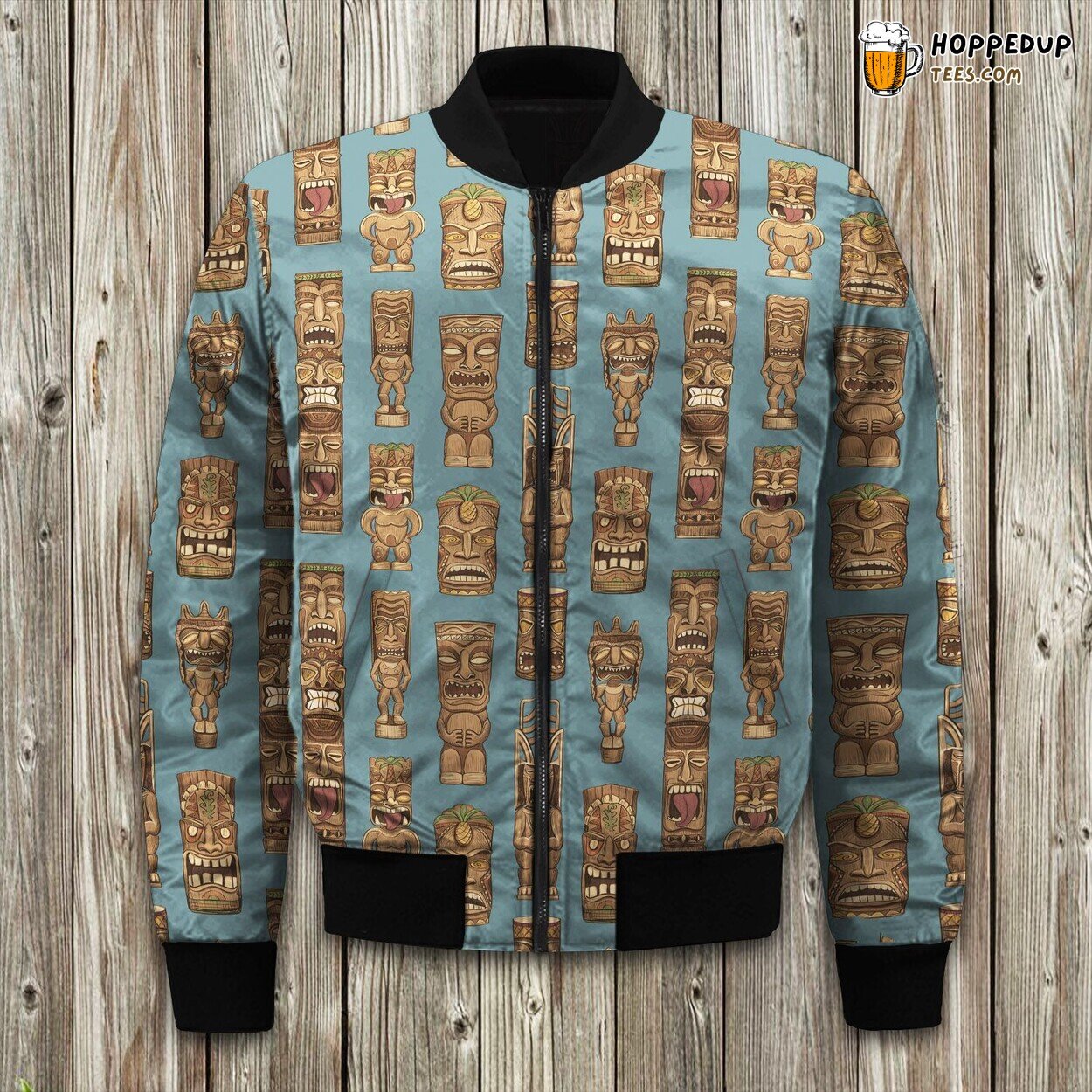 Island Spirit Tiki Design Winter Bomber Jacket Tropical Elegance Statement