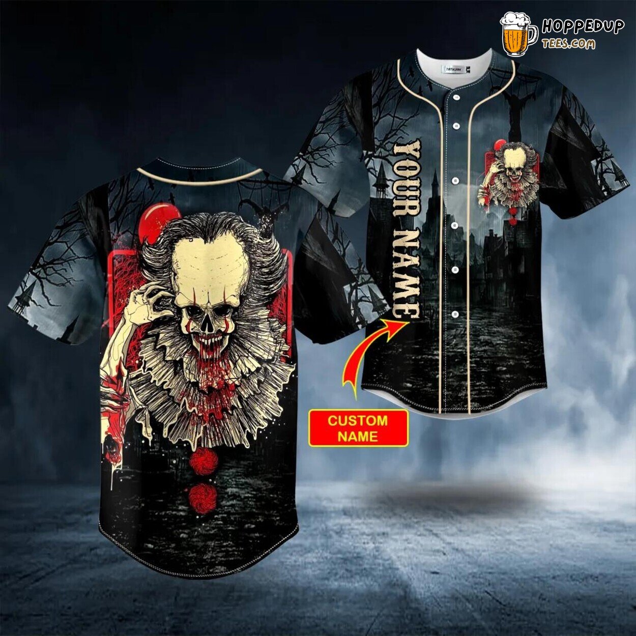 IT Halloween Skull Baseball Jersey Graphic Tees 3D Print Horror Collection