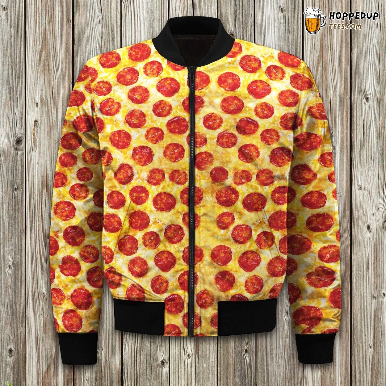 Italian Delight Pizza Theme Winter Bomber Jacket Culinary Fashion Statement