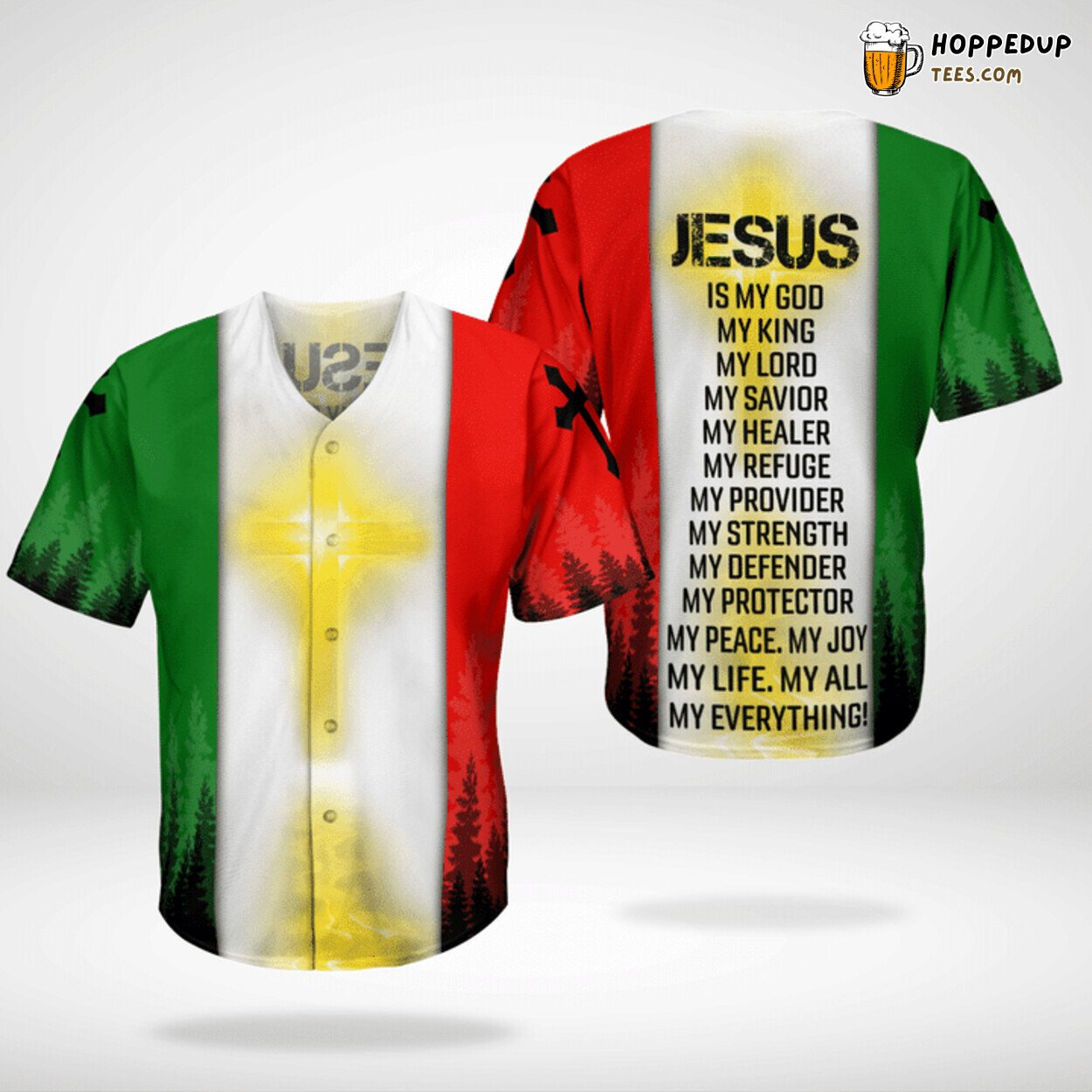 Italian Flag Themed Baseball Jersey Jesus My God Christian Design Look