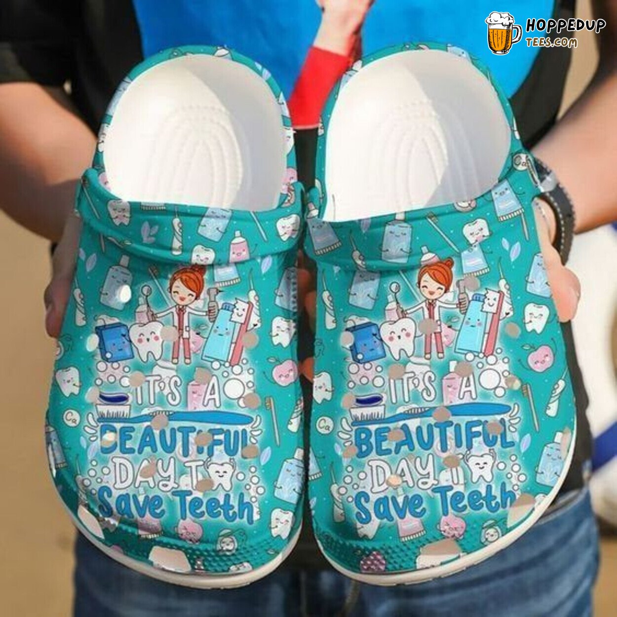 It’s A Beautiful Day To Save Teeth Themed Rubber Clog Shoes Comfy