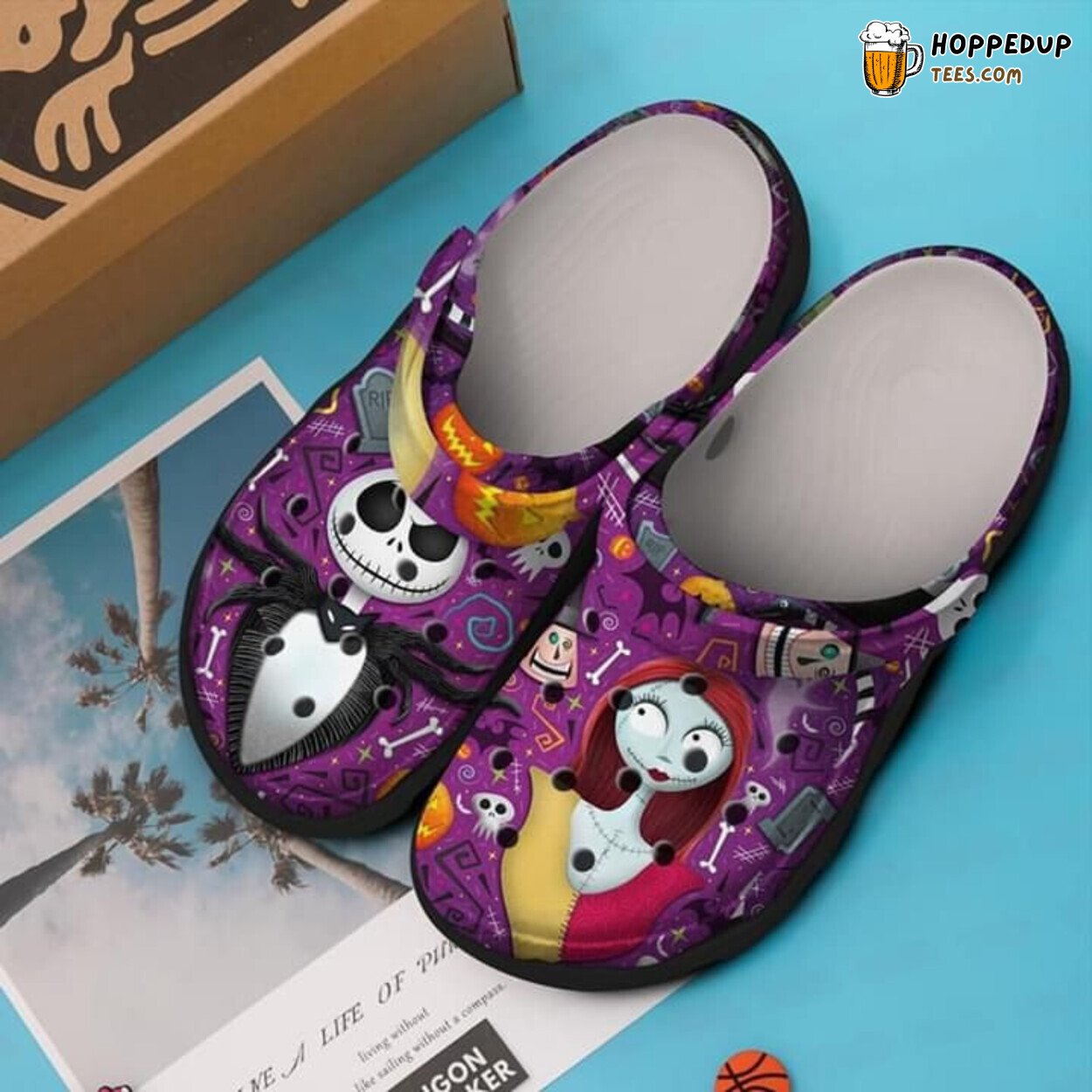 Jack And Sally Themed Classic Comfortable Clogs Shoes Unique Movie Design