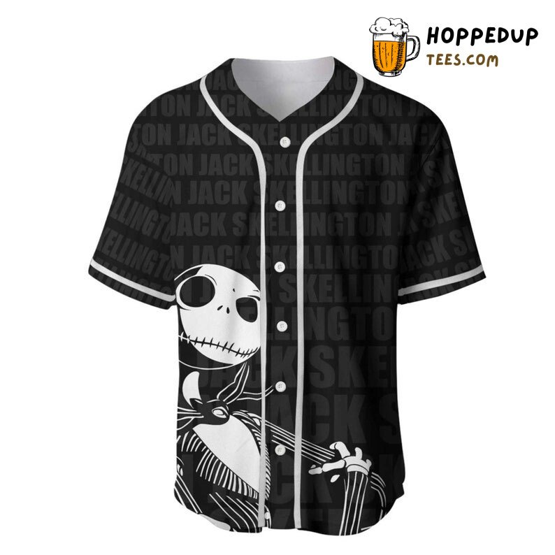 Jack Skellington All Over Print Baseball Jersey Black Unisex Jersey Shirt