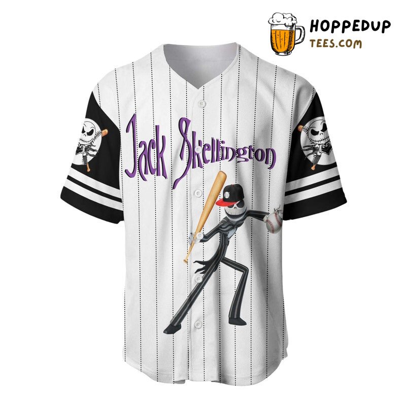 Jack Skellington All Over Print Pinstripe Baseball Jersey White Unisex Jersey Shirt