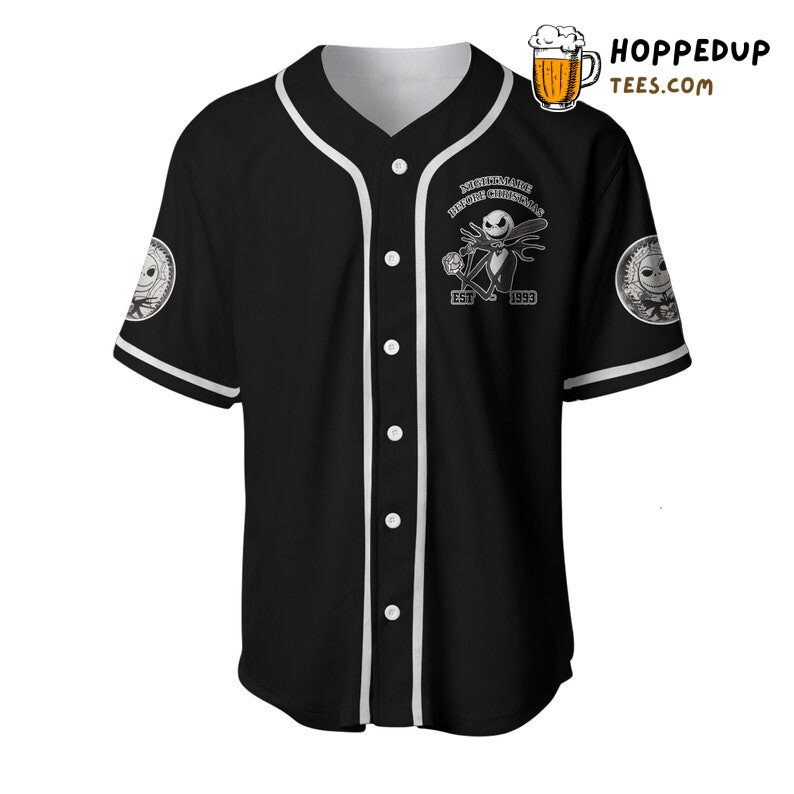 Jack Skellington Black 3D Print Unisex Baseball Jersey Print