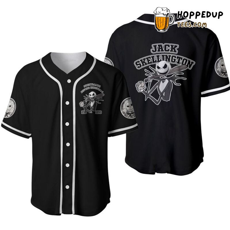 Jack Skellington Nightmare Christmas 3D Black Baseball Jersey