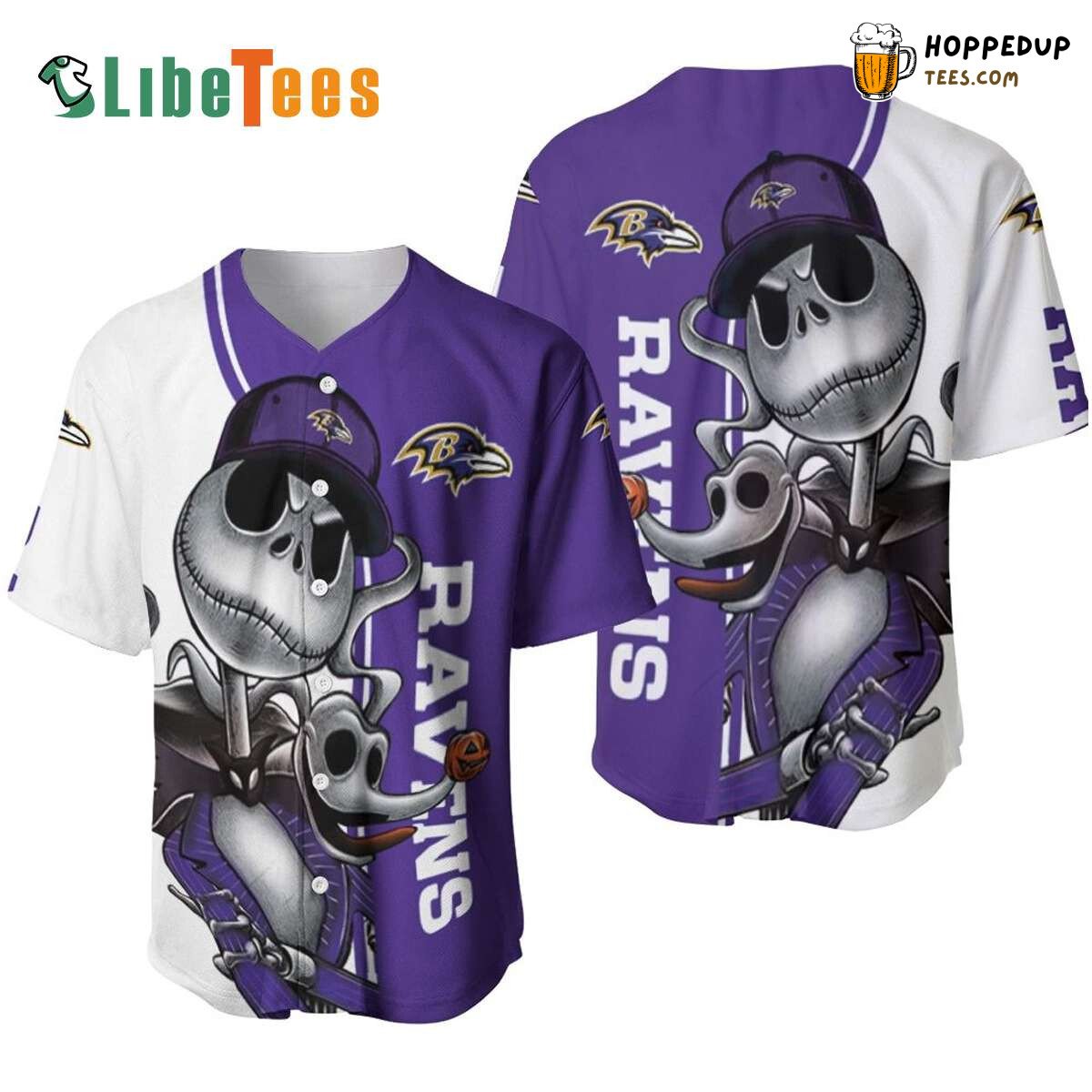 Jack Skellington Zero Baltimore Ravens Baseball Jersey Unique Tee