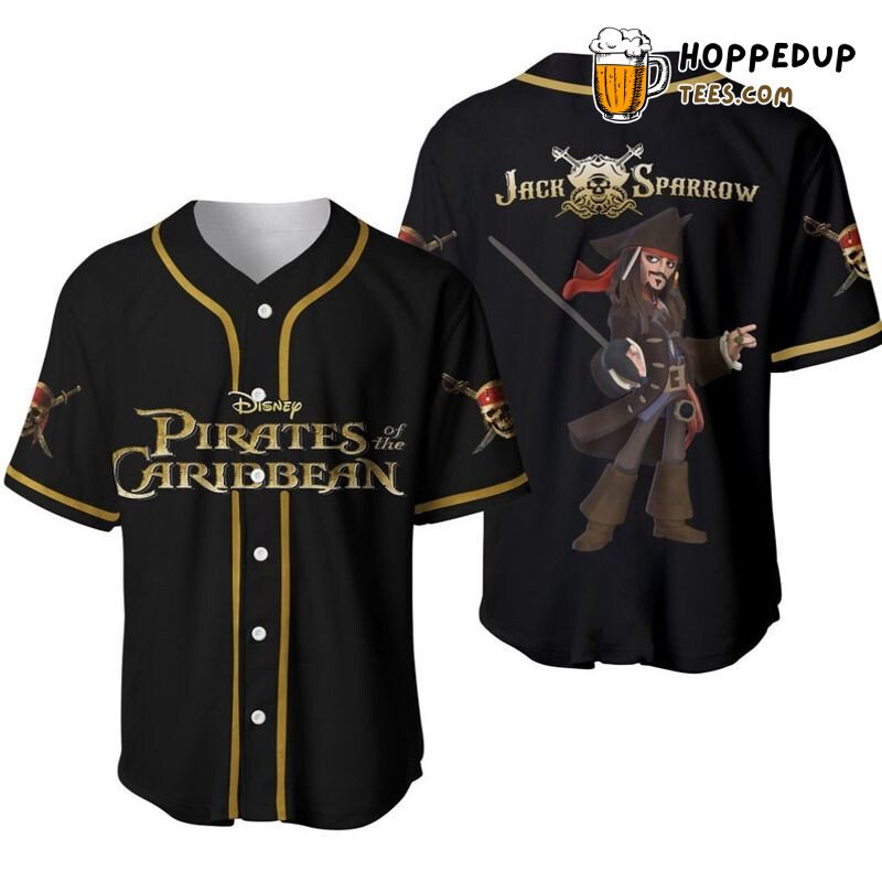 Jack Sparrow Pirates Caribbean 3D Print Black Baseball Jersey