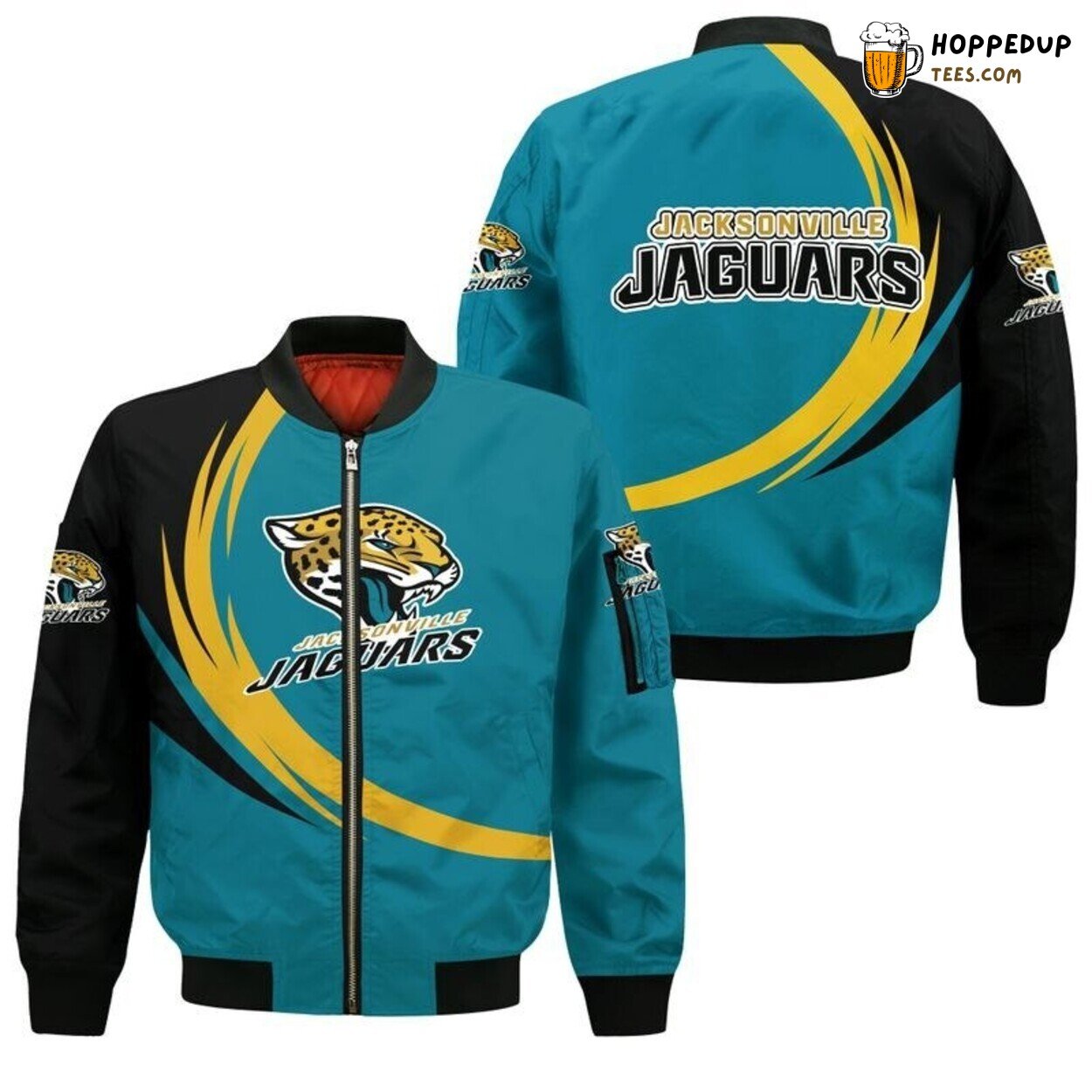 Jacksonville Jaguars Graphic Curve Design Premium Bomber Jacket