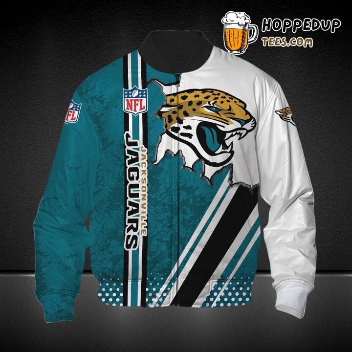 Jacksonville Jaguars NFL Sharp Teal White Bomber Jacket Line
