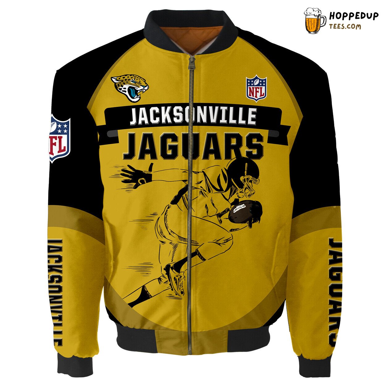 Jacksonville Jaguars Running Men Graphic Bomber Jacket Fans Gift