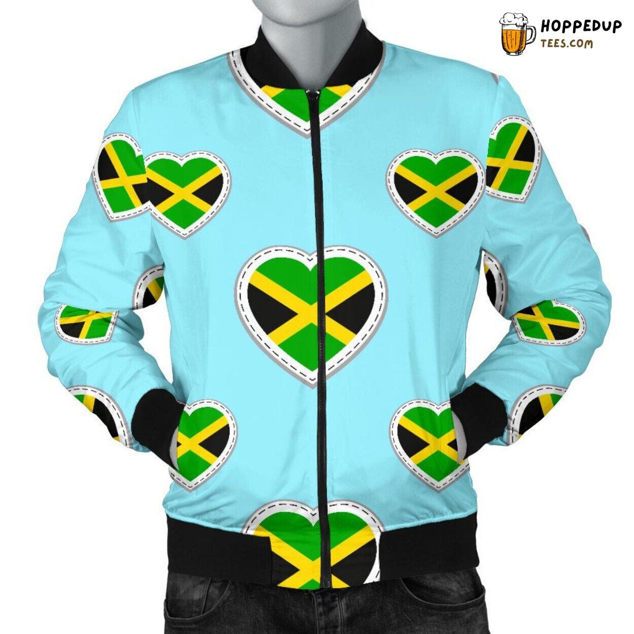 Jamaican Heartfelt Sentiments Men’s Bomber Jacket Unique Pattern Design Art