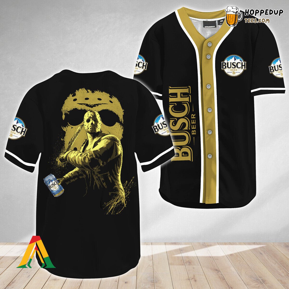 Jason Voorhees Friday The 13th Busch Beer Themed Baseball Jersey