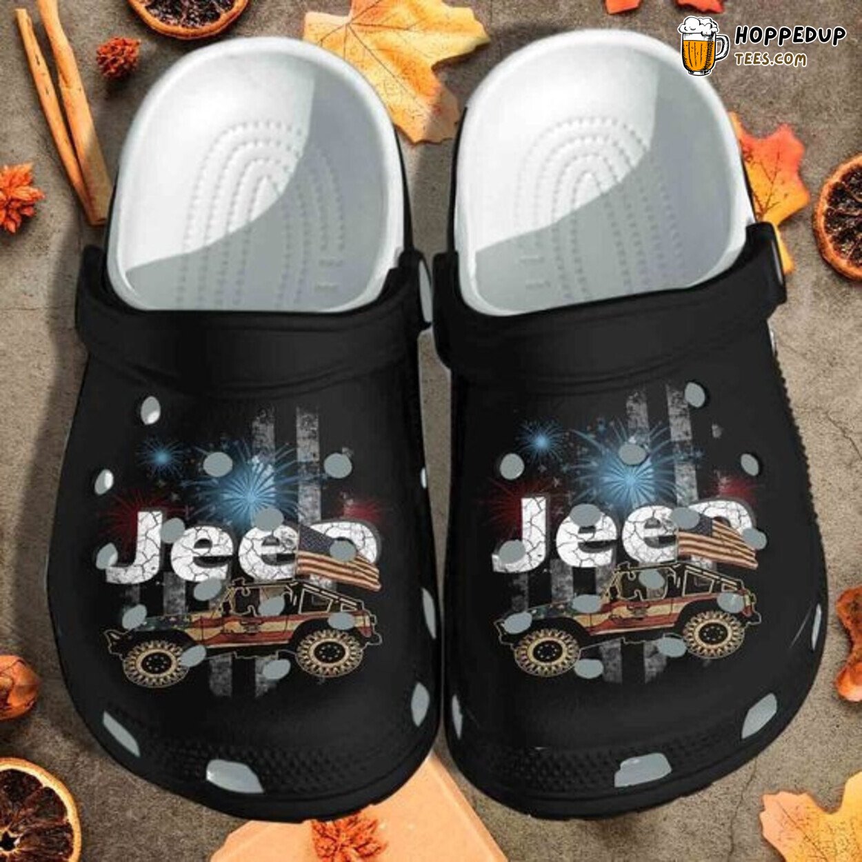 Jeep Car American Flag Themed Gift Rubber Clog Shoes Comfy Patriotic Wear