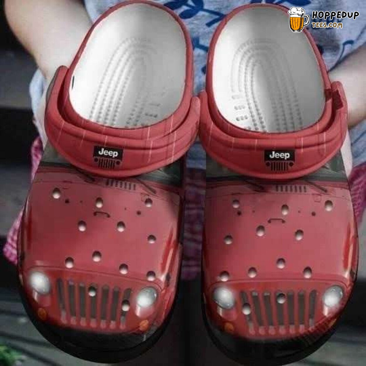 Jeep Lover Themed Red Clog Shoes Outdoor Adventure Style