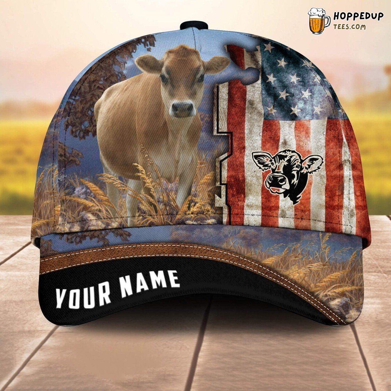 Jersey 3D Cap Printed Baseball Farm Lovers Leather Pattern Animal Print