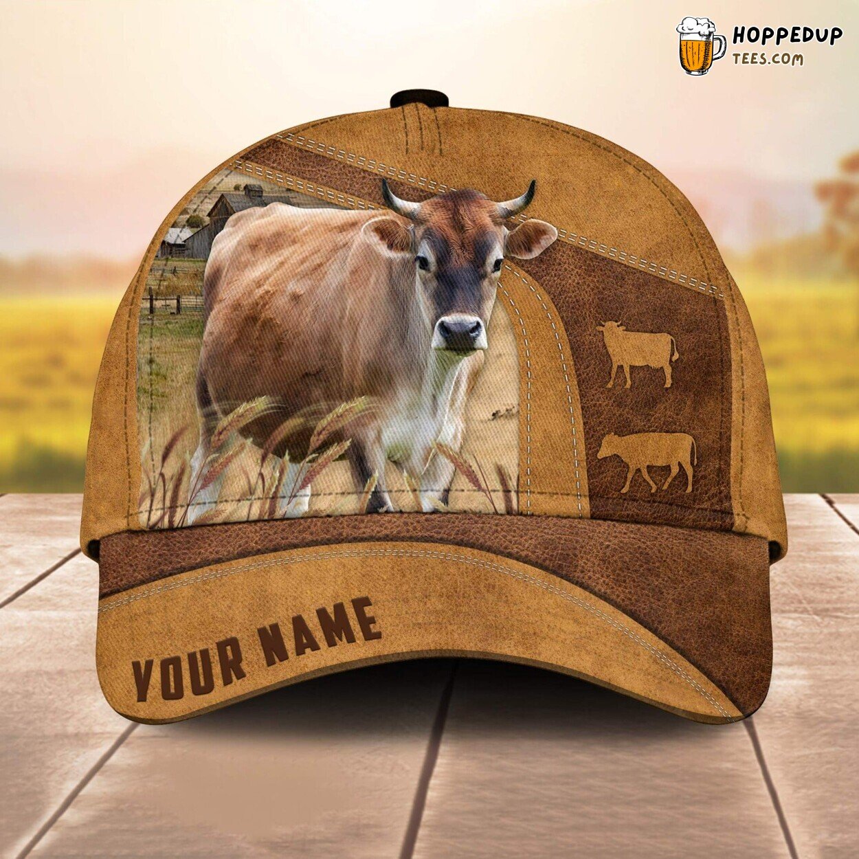 Jersey Cale 3D Custom Cap All Over Print Baseball Farm Animal Lover Leather Feel