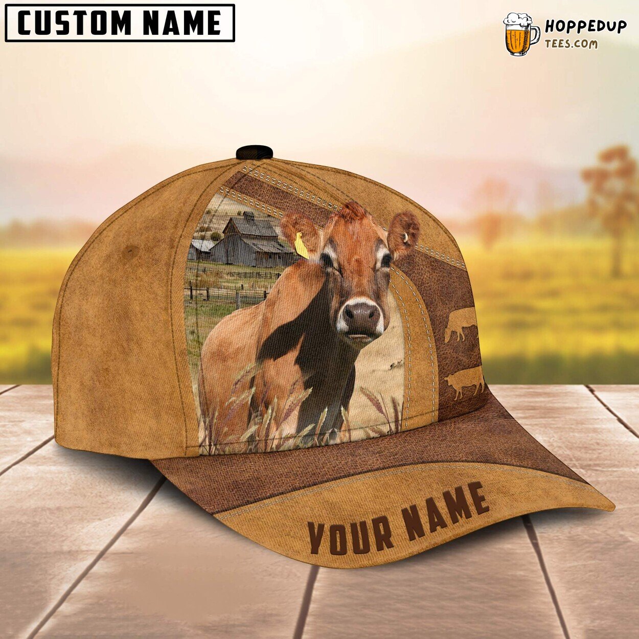 Jersey Cow No Horns Custom Name Cap Farm Design Cattle Baseball Enthusiast Hat
