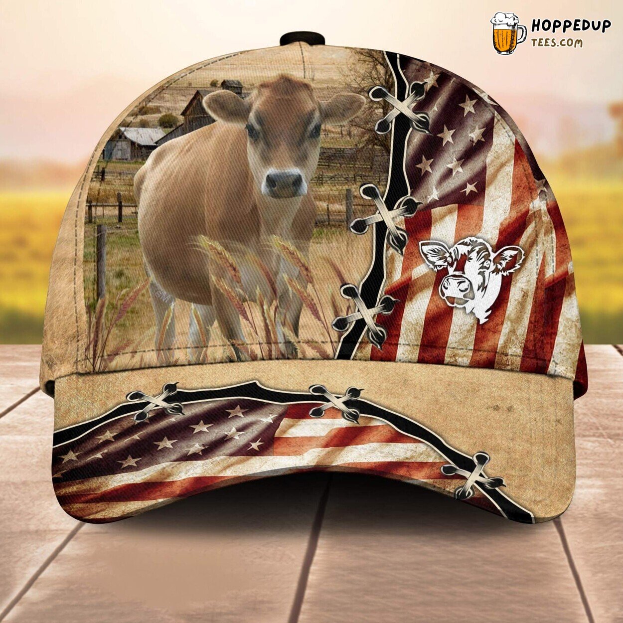 Jersey Flag Custom Retro 3D All Over Print Baseball Cap Farm Lovers Animal