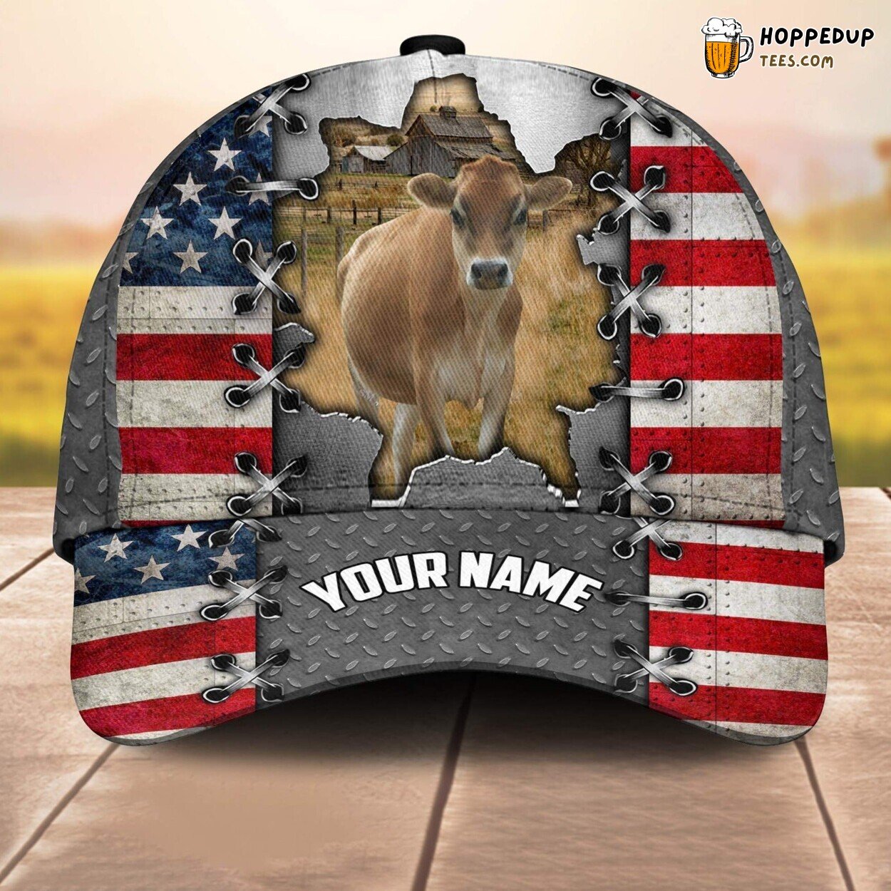 Jersey US Flag Name 3D Cap Baseball Print Farm Lovers Leather Animal Design