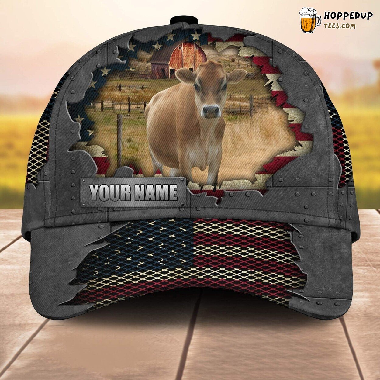 Jersey US Flag Net 3D Customized Baseball Cap Farm Lovers Animal Print