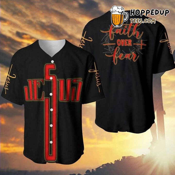 Jesus Cross Letters Faith 3D Printed Baseball Jersey Christian Art