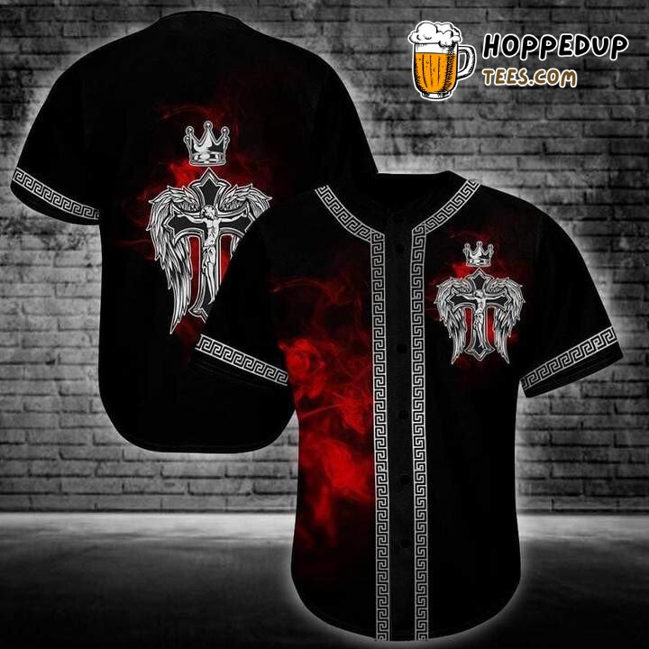 Jesus Crown And Wings Baseball Tee Jersey Shirts 3D