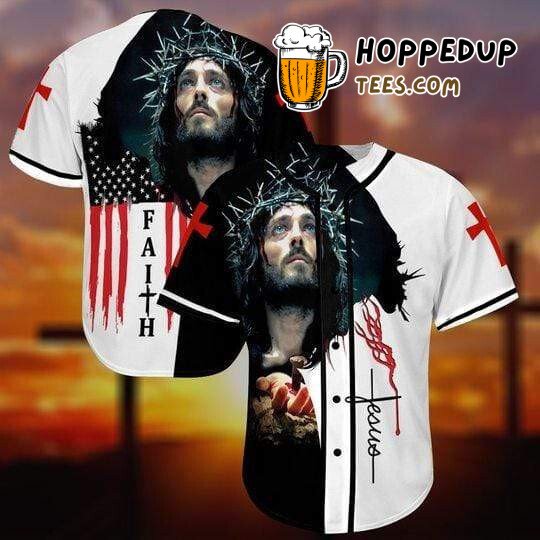 Jesus faith American flag Baseball Tee Jersey Shirt Printed 3D Jesus faith American flag Baseball Tee Jersey Shirt Printed 3D