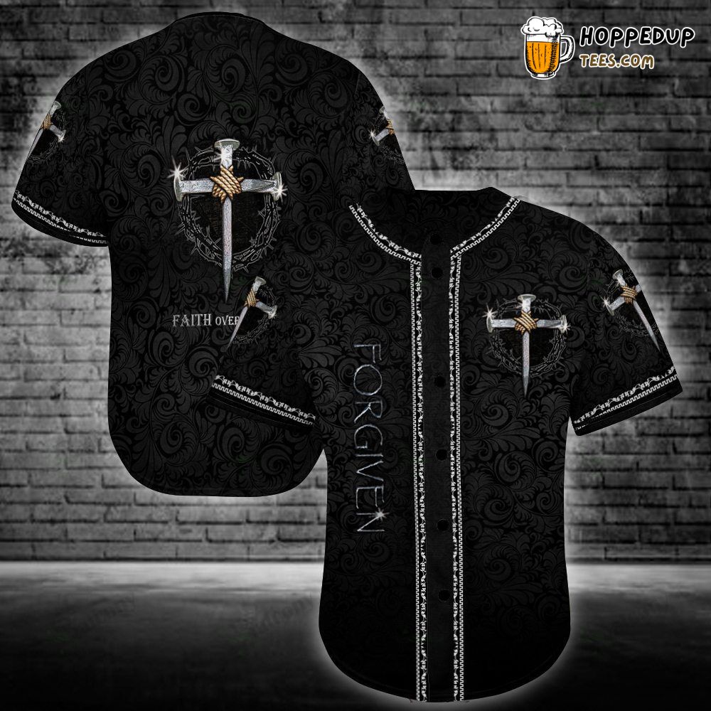 Jesus Faith Over Fear Graphic Baseball Jersey Unique Design Tee
