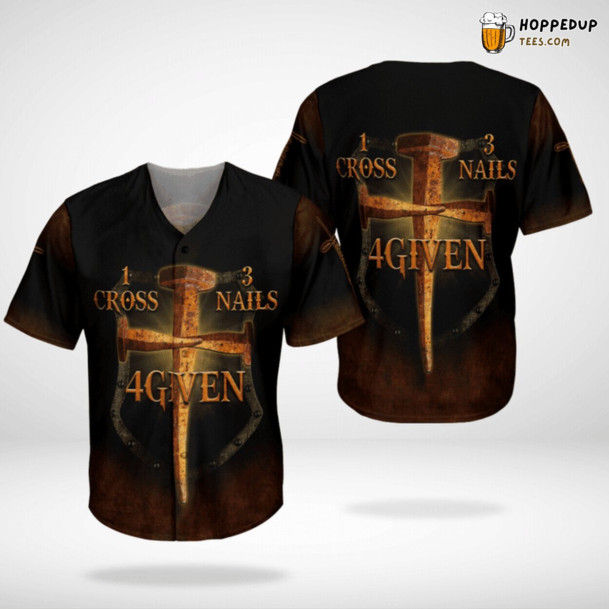 Jesus Forgiven Theme Baseball Jersey 1 Cross 3 Nails Unique Design Look