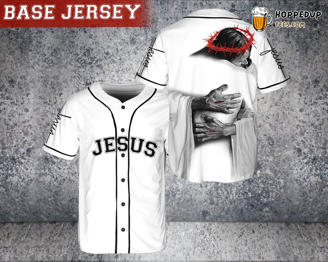 Jesus Hug Embracing Christ Baseball Tee Jersey Shirts