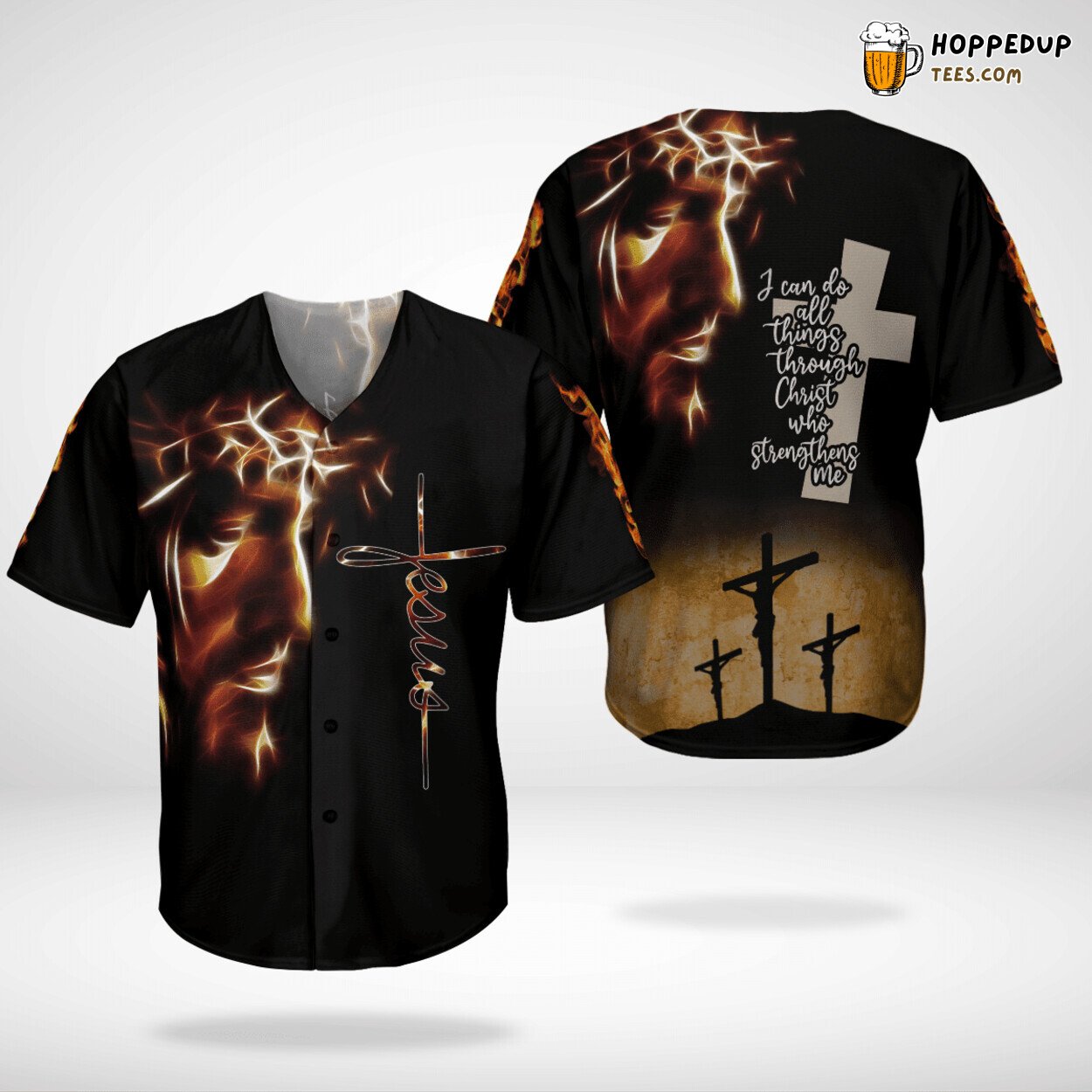 Jesus I Can Do All Things Fire Christian Baseball Jersey Distinctive Look