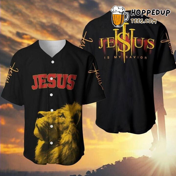 Jesus Is My Savior Lion Baseball Tee Jersey Shirts 3D