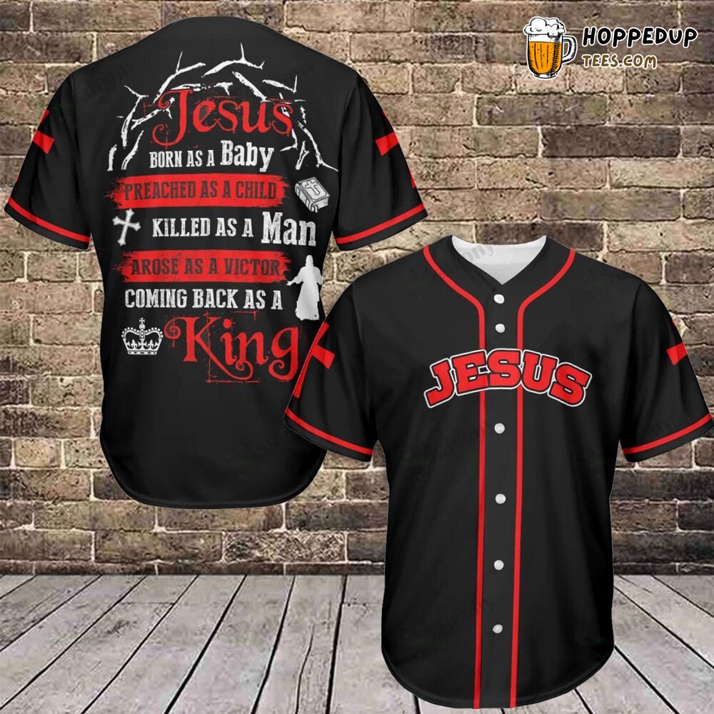 Jesus King Theme Baseball Jersey Religious Sportswear Top