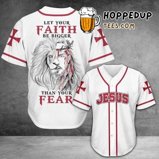 Jesus Lion Baseball Jersey Faith Overcomes Fear Unique Design Look