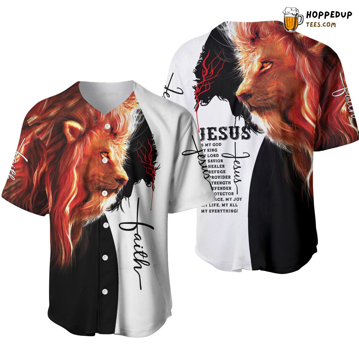 Jesus Lion King Savior Christian Baseball Jersey 3D Print Unique Tee
