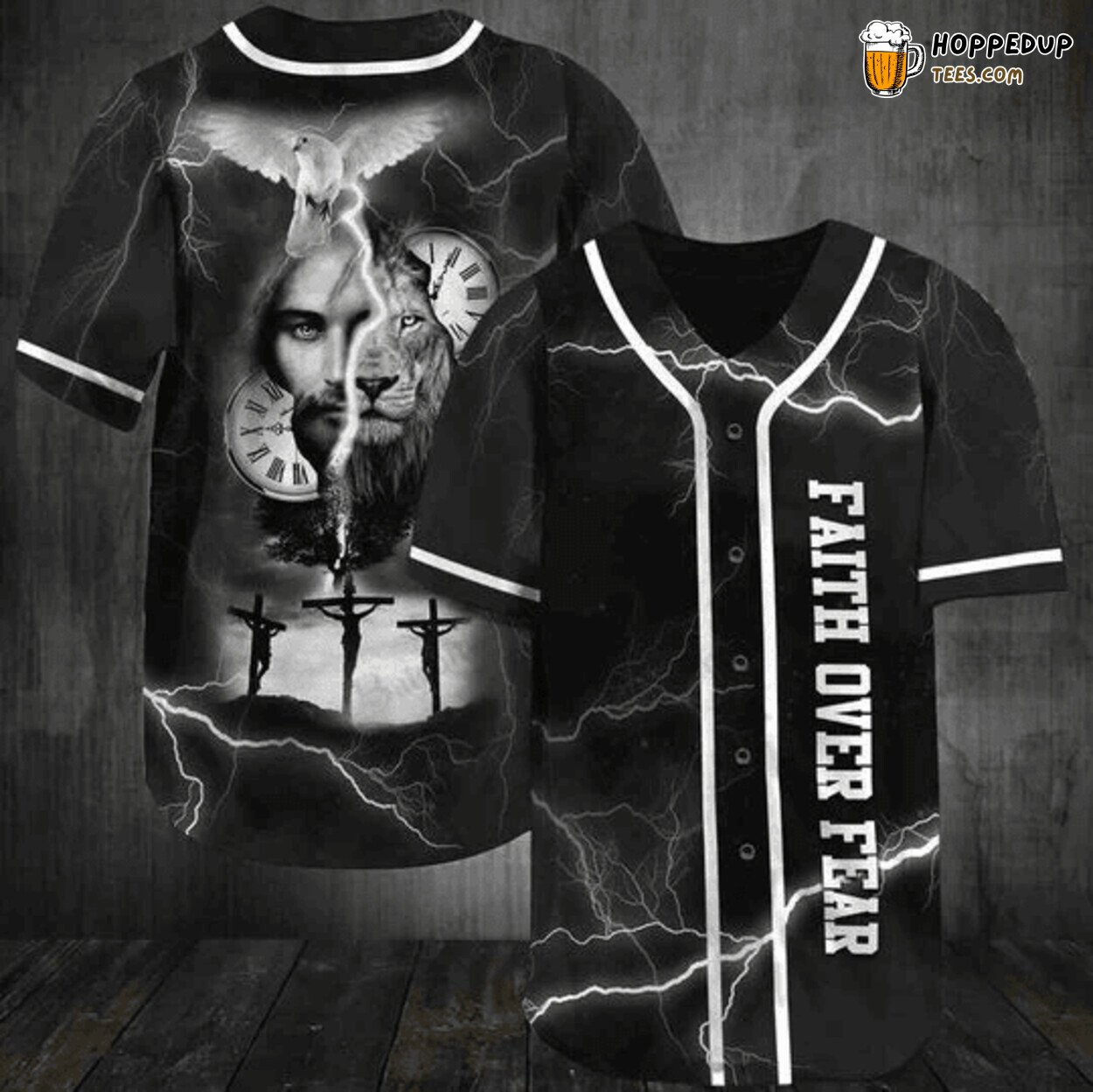 Jesus Lion Time Faith Over Fear Baseball Tee Jersey Shirts 3D