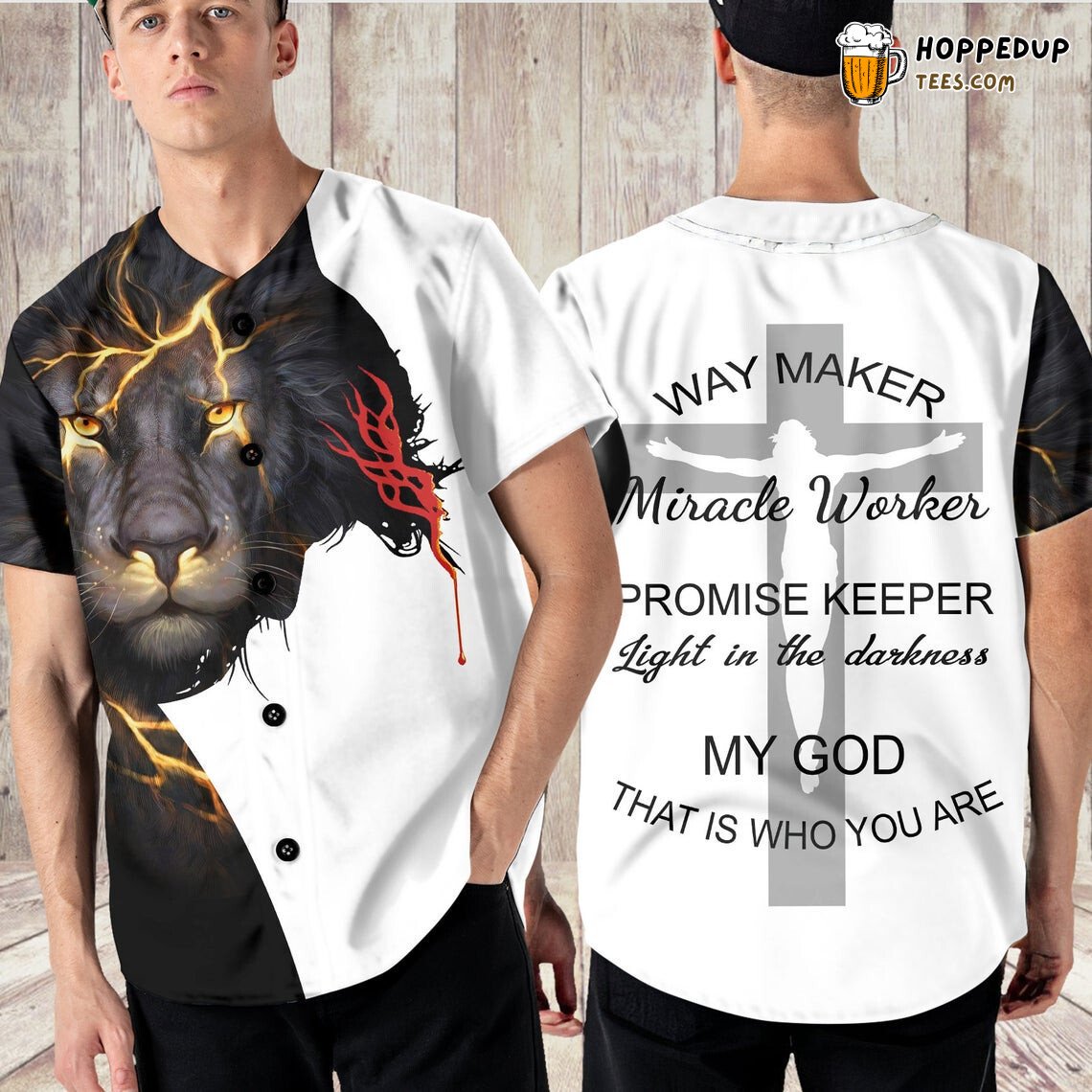 Jesus Lion Way Maker Miracle Worker Baseball Tee Jersey Shirts 3D