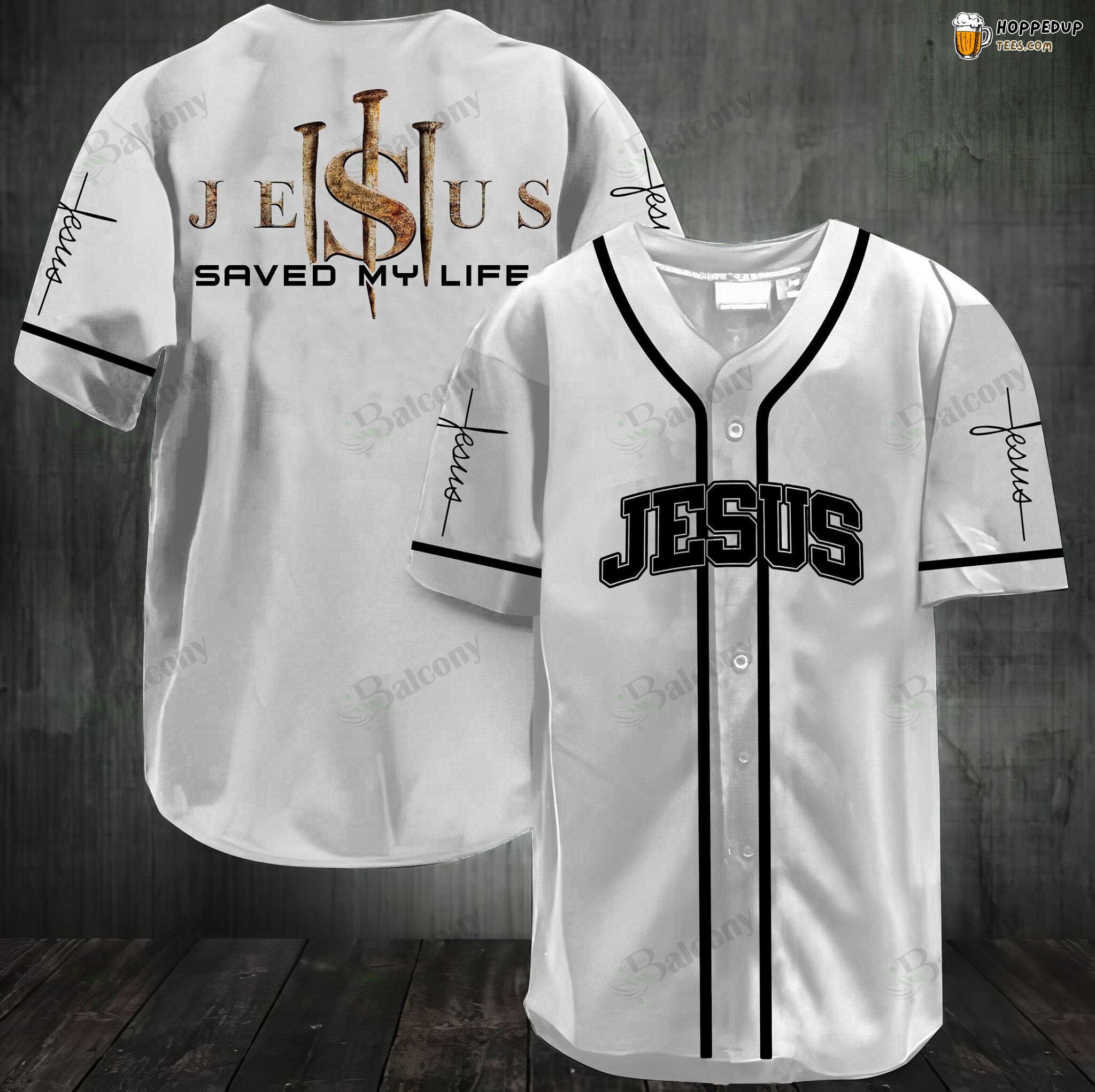 Jesus My Rescue Story Emblematic Baseball Jersey Testimony of Life Change