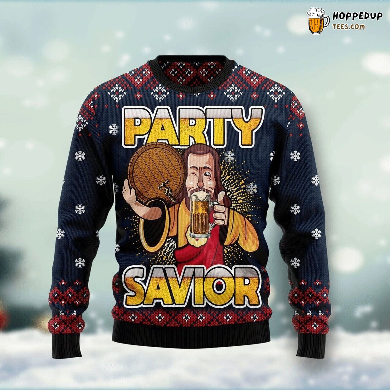 Jesus Party Savior Themed Ugly Christmas Sweater Knitted Festive