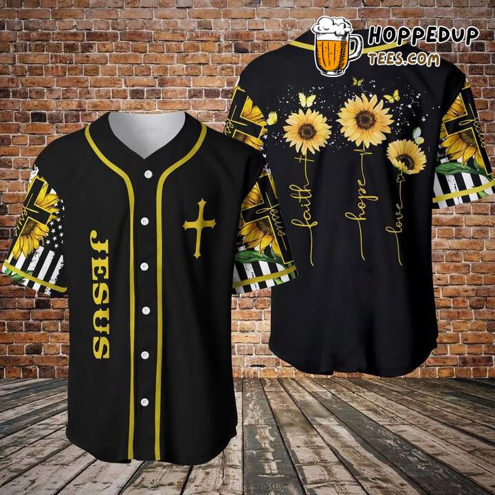 Jesus Sunflower Divine Love 3D Baseball Tee Jersey Shirt Print Jesus Sunflower Divine Love 3D Baseball Tee Jersey Shirt Print
