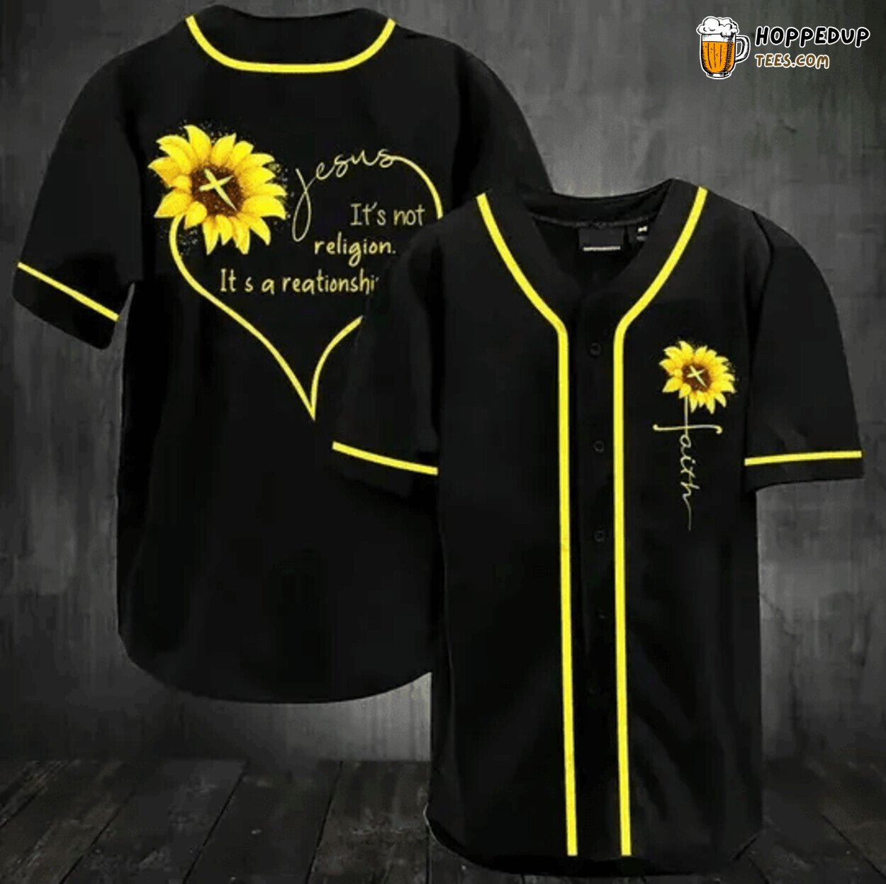 Jesus Sunflower It’s Not a Religion It’s a Relationship Baseball Tee Jersey Shirts 3D