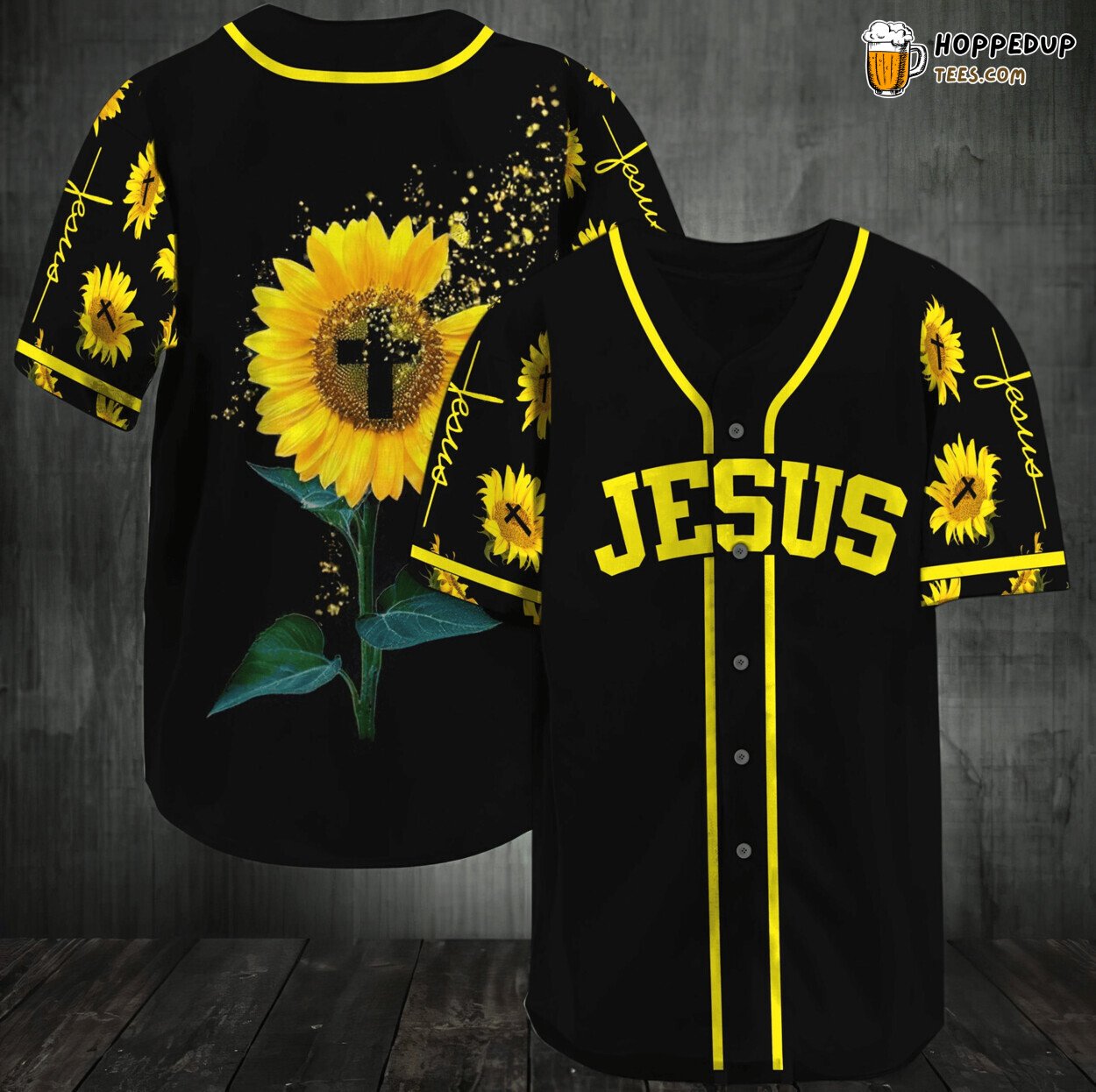 Jesus Sunflower Themed Baseball Jersey Unique 3D Print Holiday Design