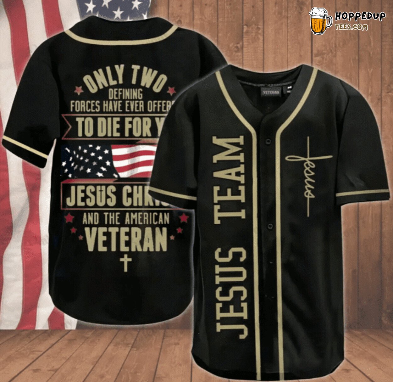 Jesus Team and The American Veteran Baseball Tee Jersey Shirts 3D