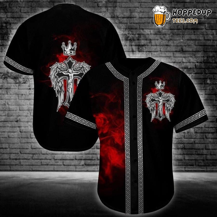 Jesus Wings Crown Inspired Baseball Jersey Unique Distinctive Design Look