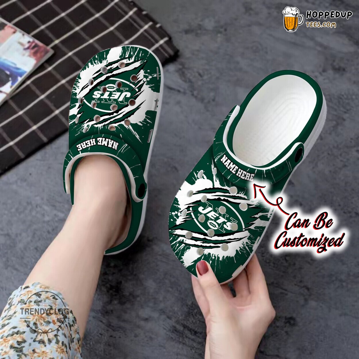 Jets NY Football Ripped Claw Personalized Unique Clog Shoes Design