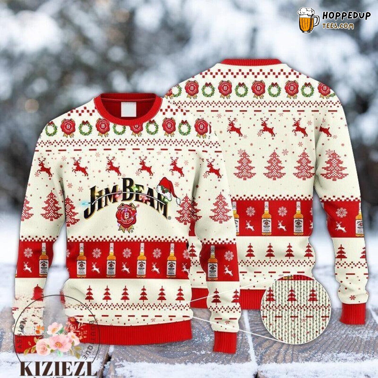 Jim Beam Whiskey Ugly Christmas Sweater Men Festive Winter Design