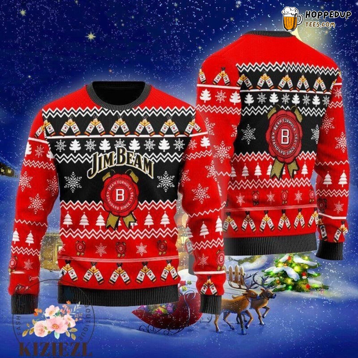 Jim Beam Whiskey Ugly Christmas Sweater Women Festive Winter Wear