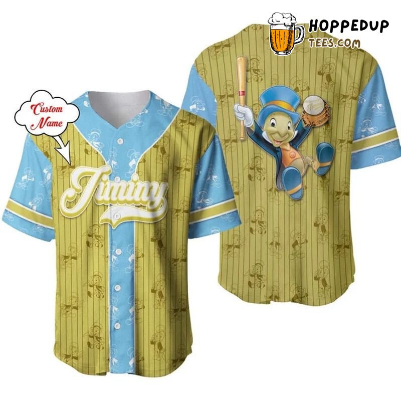 Jiminy Cricket Pinocchio Green 3D Pinstripe Baseball Jersey